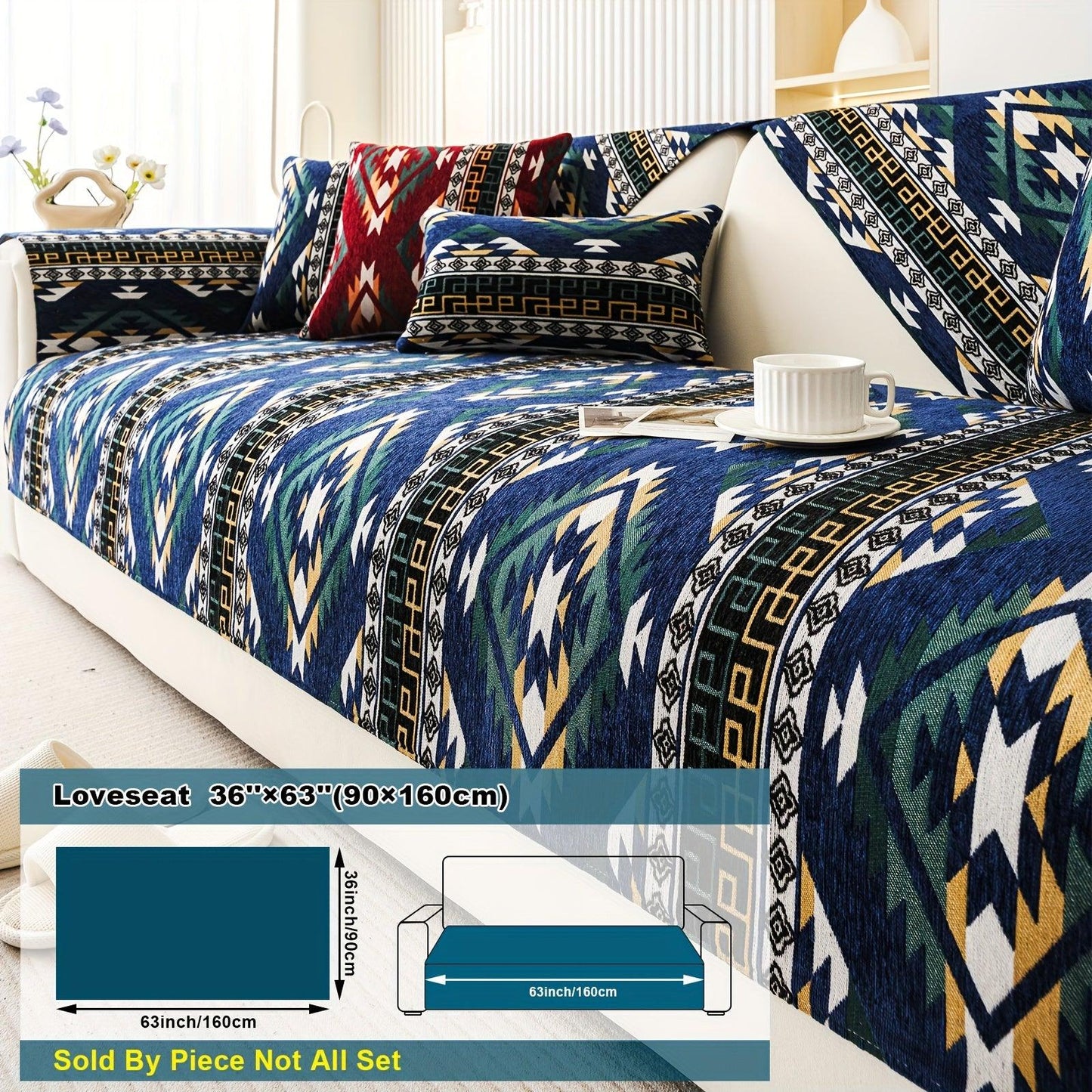 Boho Couch Cover - Chic Snow Chenille Sofa Slipcover