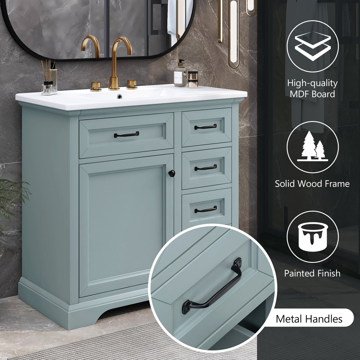 36" Bathroom Vanity with Sink