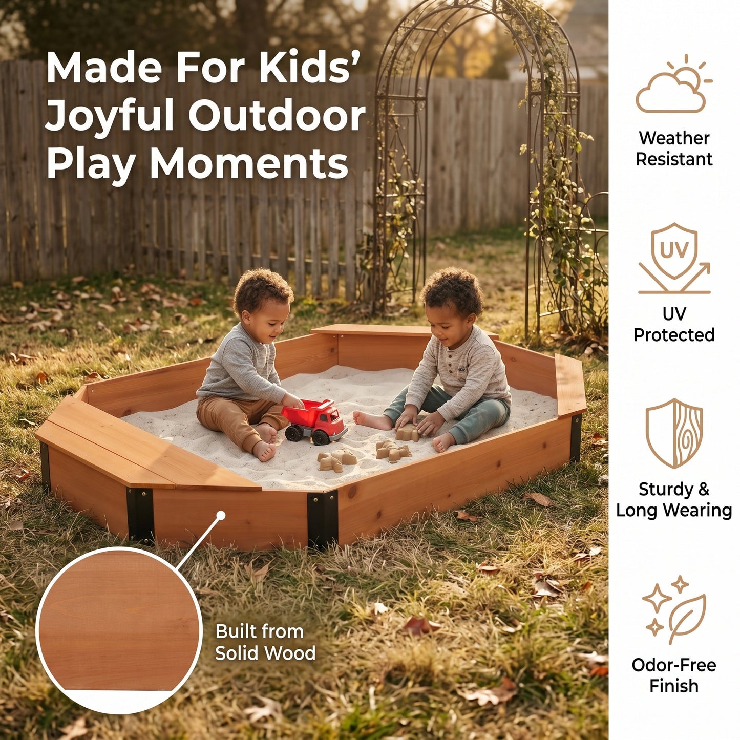 Octagon Sandbox with Storage for Kids