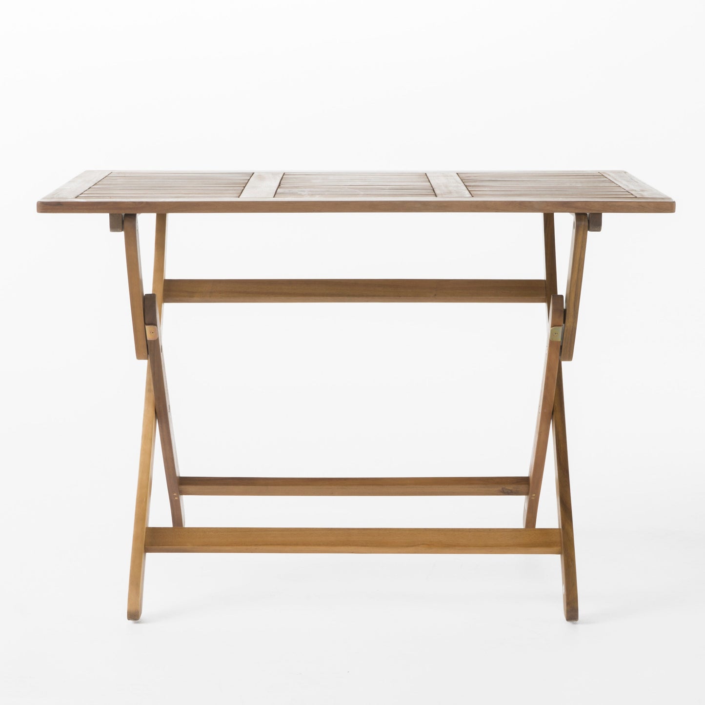 Blissique 43.5' Outdoor Foldable Wood Dining Table with Slat Design, Natural