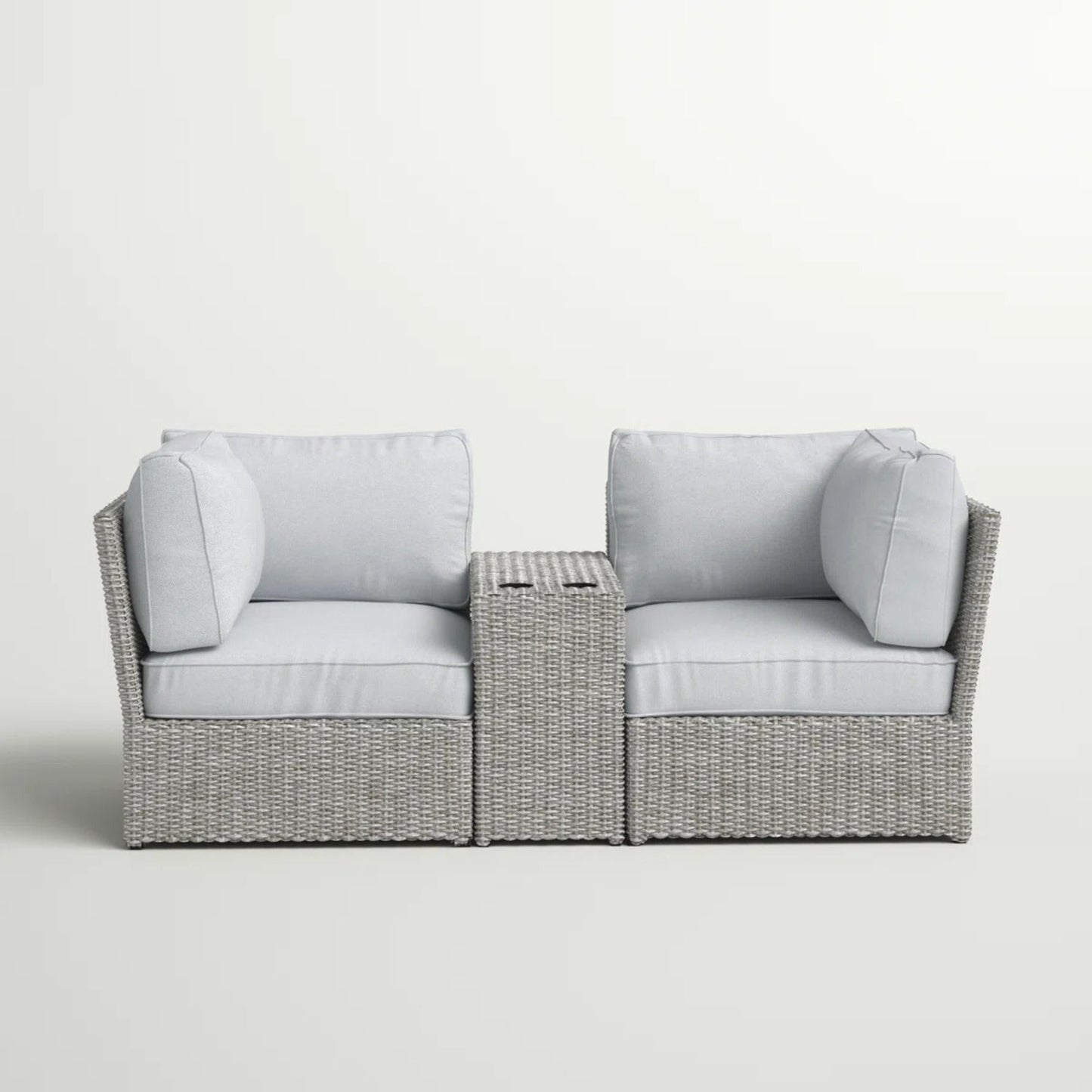 Fully Assembled 2-Person Wicker Patio Sofa Seating Group