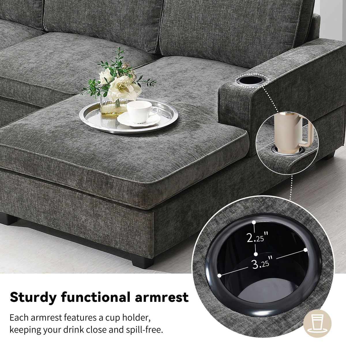 117.5" U-Shaped Sectional Sofa