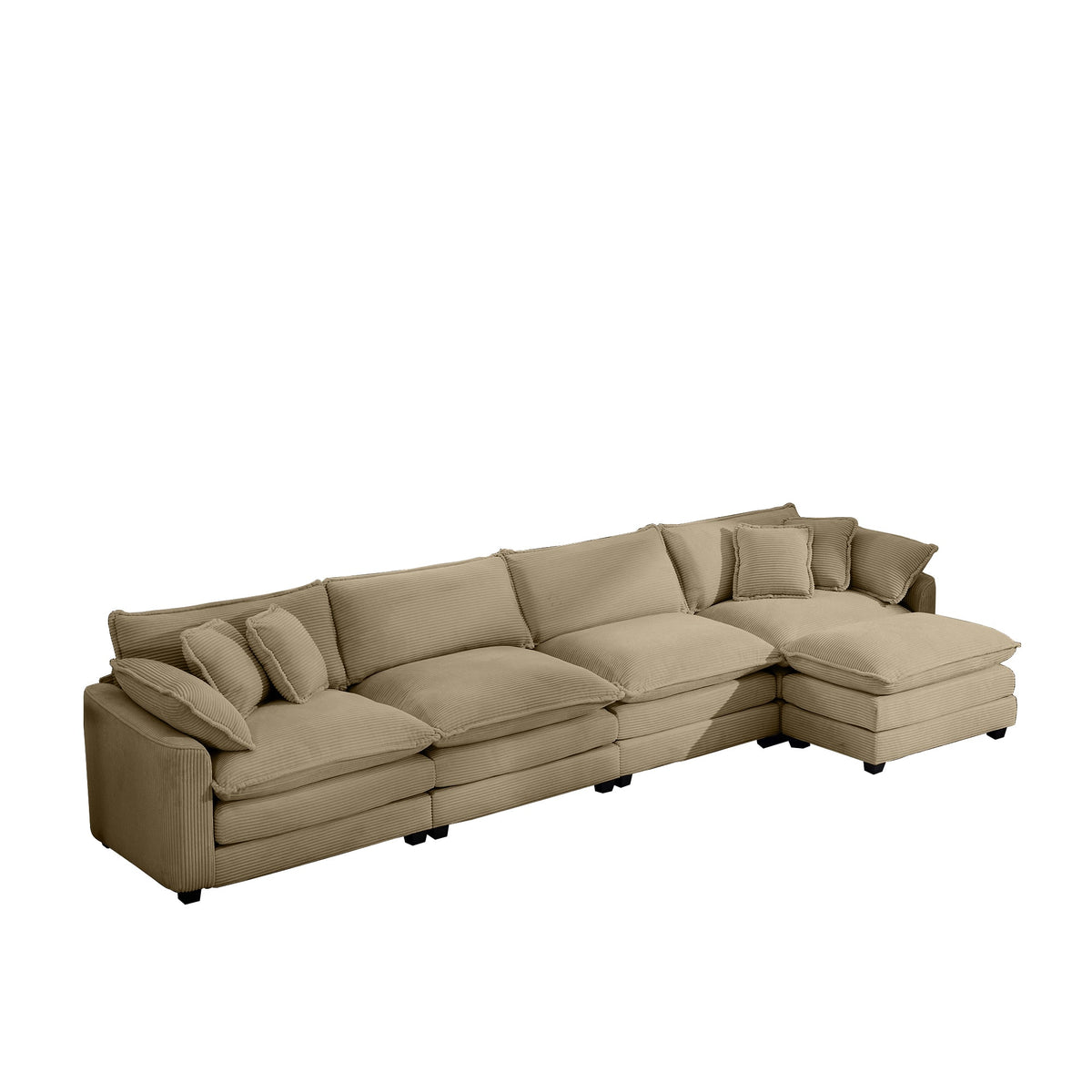 Corduroy Sofa - Modern Upholstered 4 Seater with Footstool