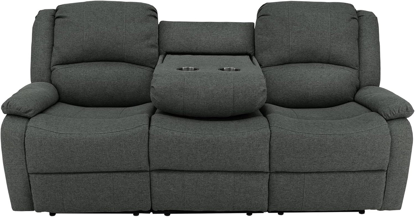80-Inch RV Triple Recliner Sofa With Convertible Console
