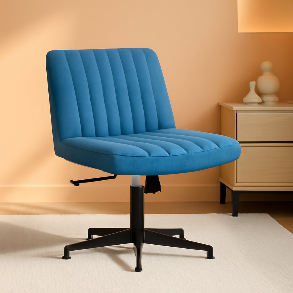 Criss Cross Armless Desk Chair Dark Blue Height Adjustable