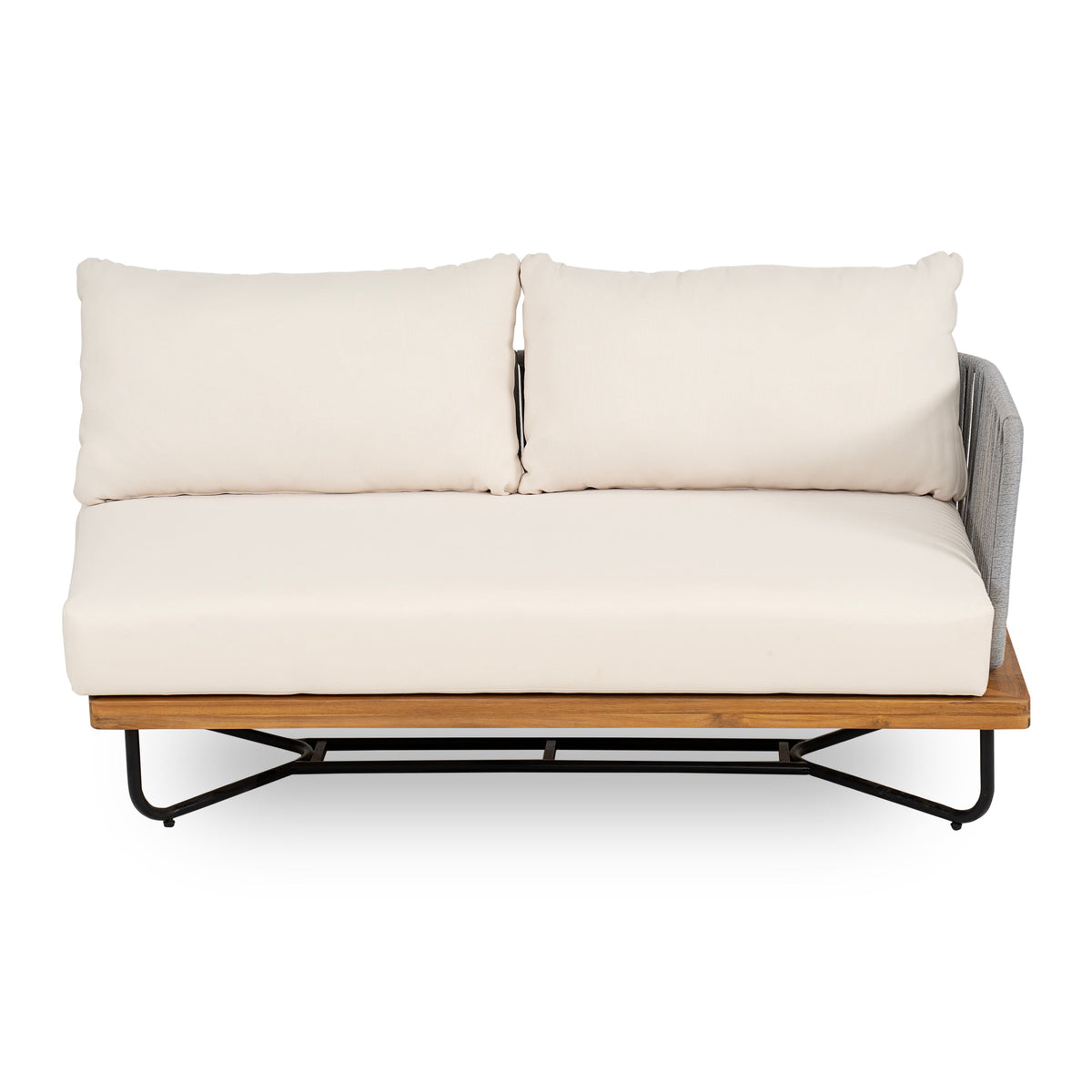 Lucca Outdoor 6 Seater Acacia Wood and Rope Woven Patio Conversation Set