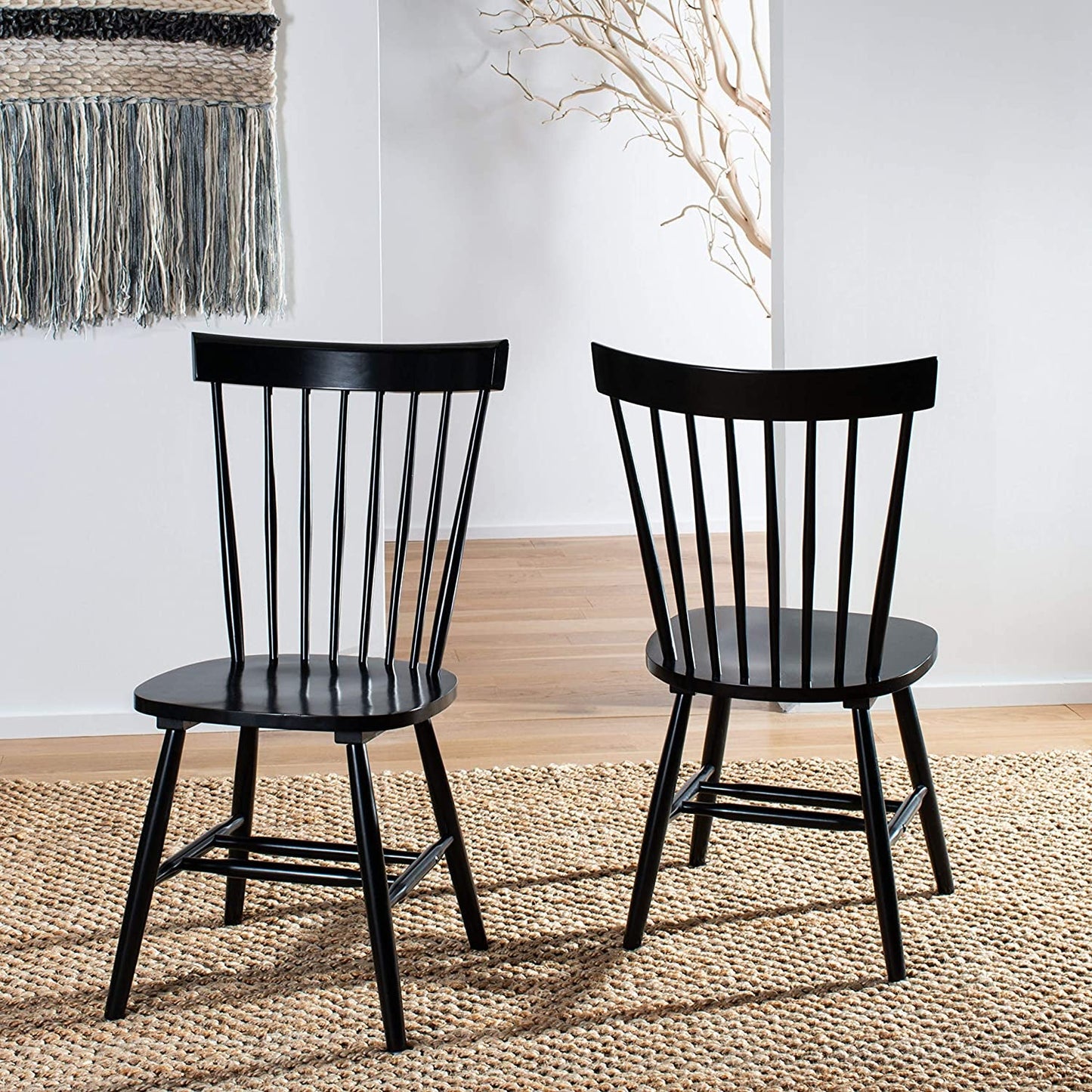 Parker Spindle Windsor Dining Chair Set Of 2 Black 17 Inch