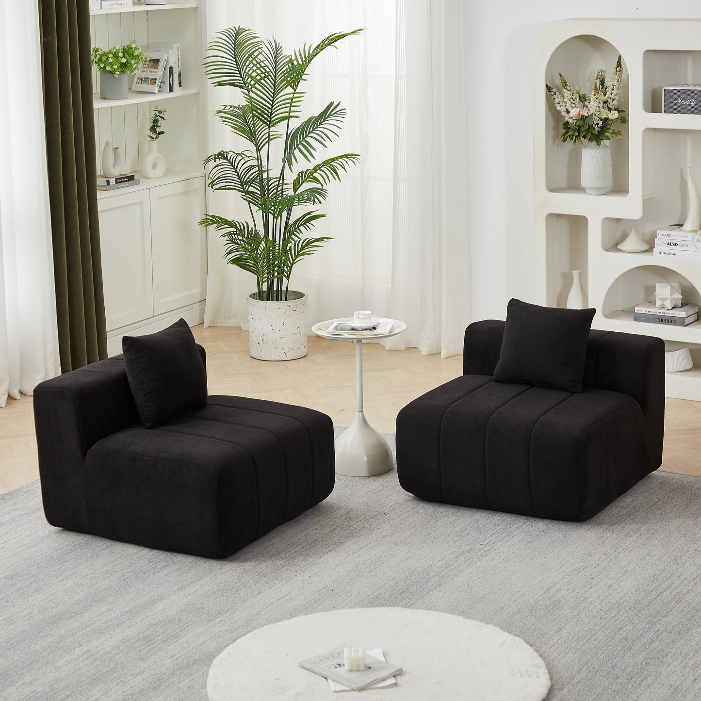 Chenille Sectional Sofa With 2 Pillows