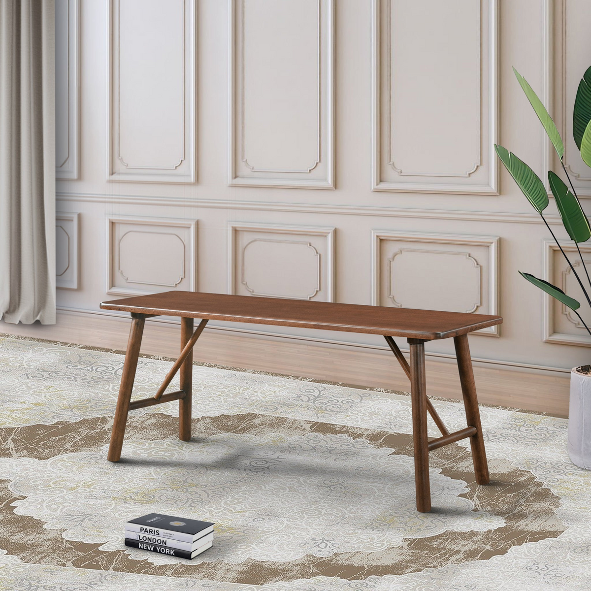 Versatile Solid Wood Molly Bench with Mid-Century Design