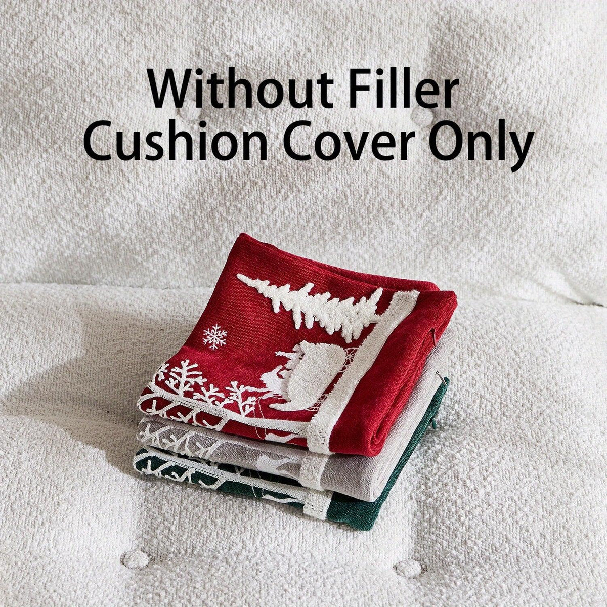 Chenille Christmas Pillowcase with Embroidered Santa Sled Design
