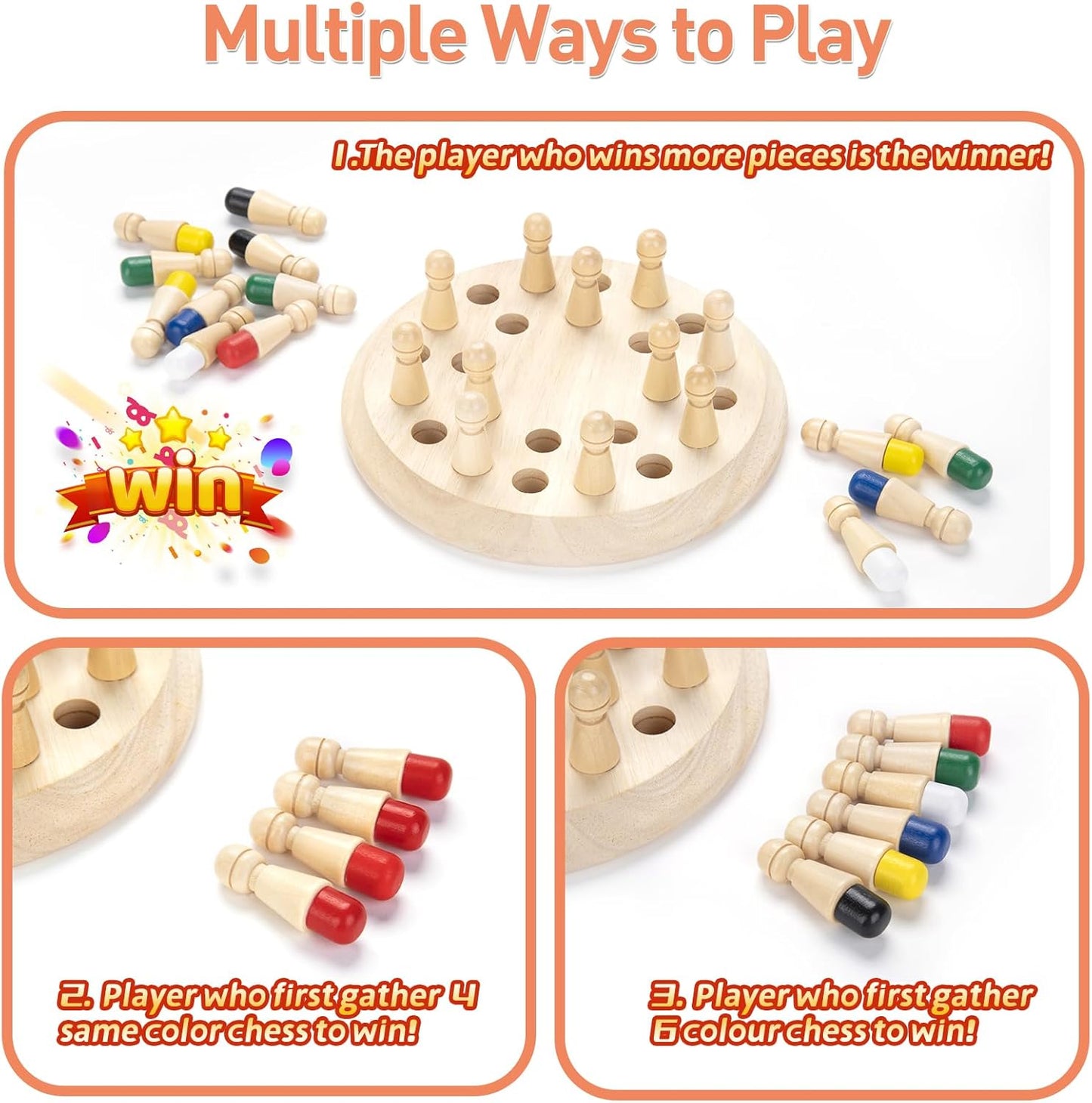 Montessori Wooden Memory Chess Game