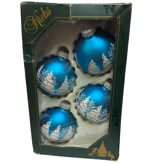 Krebs  Glass Ornament 4 pack - Turquoise Bliss