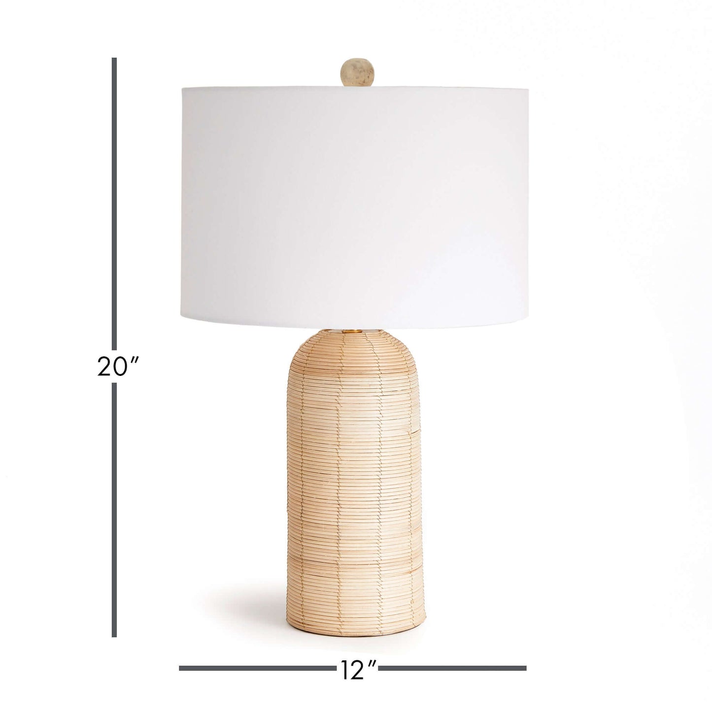 Coastal Woven Rattan Table Lamp with White Drum Shade
