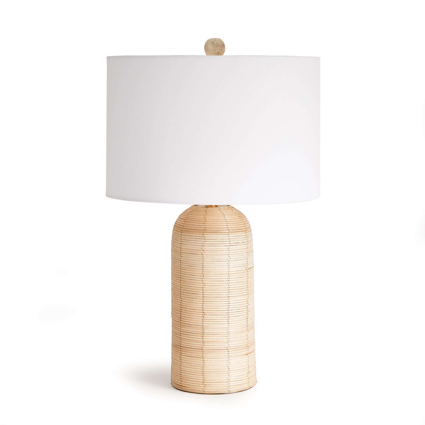 Coastal Woven Rattan Table Lamp with White Drum Shade