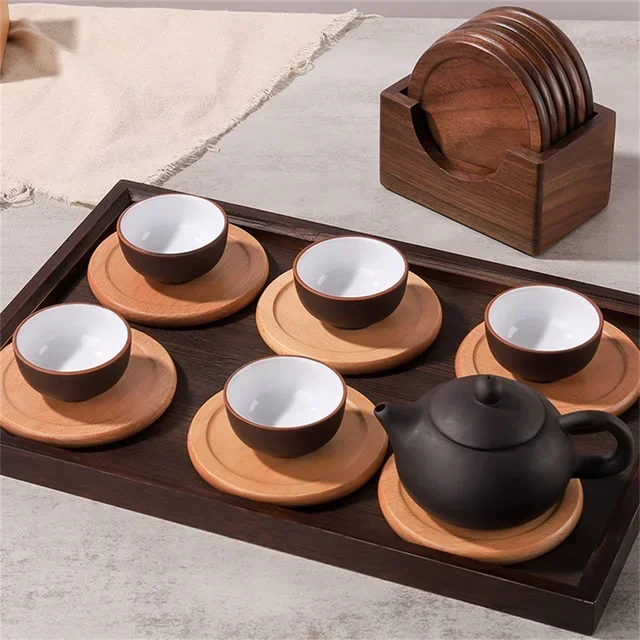 Coasters - Insulated Walnut Wood Round