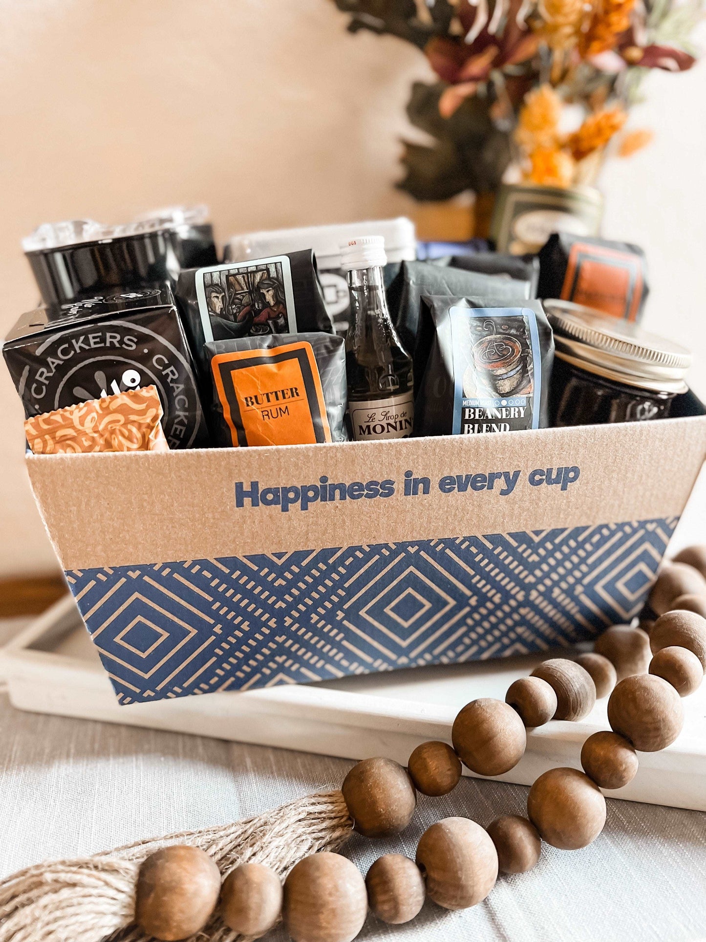 Gourmet Favorites Gift Basket filled with coffee, snacks, and treats for coffee lovers.
