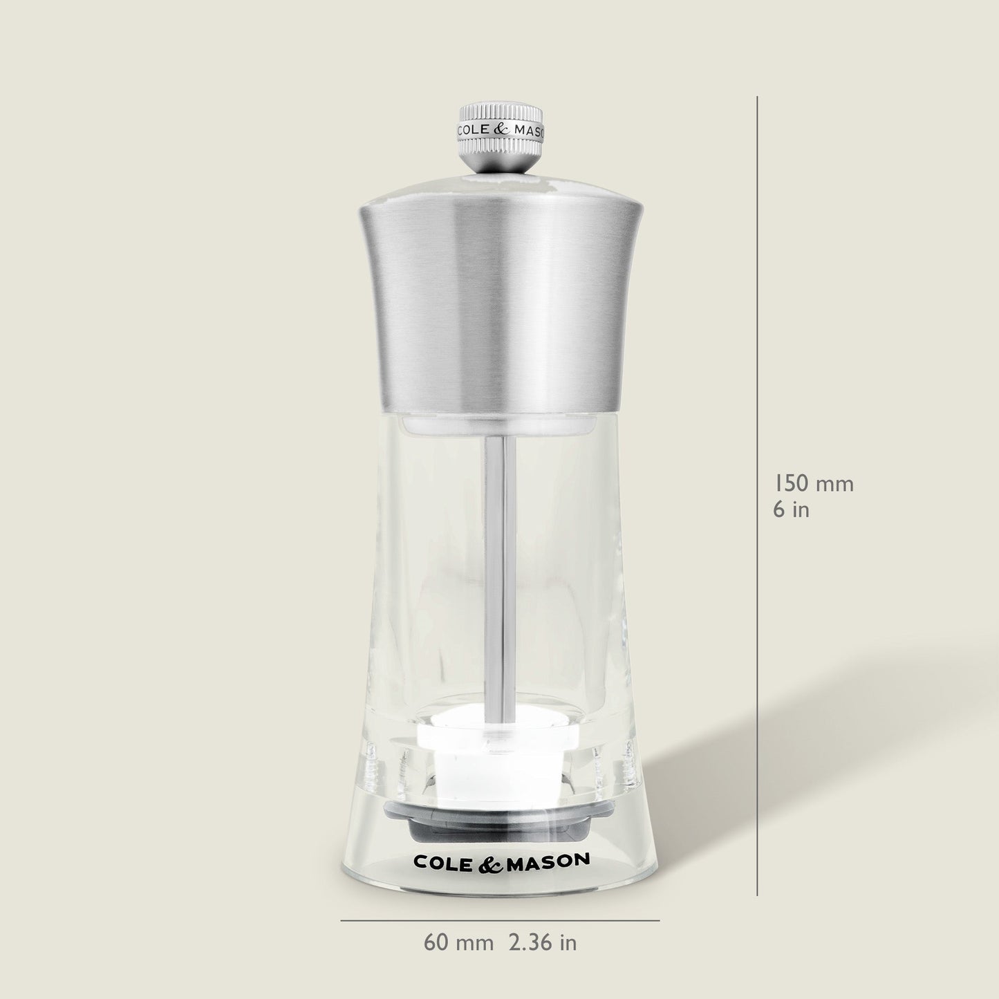 Cole & Mason Bromley Acrylic & Stainless Steel Mill 6"