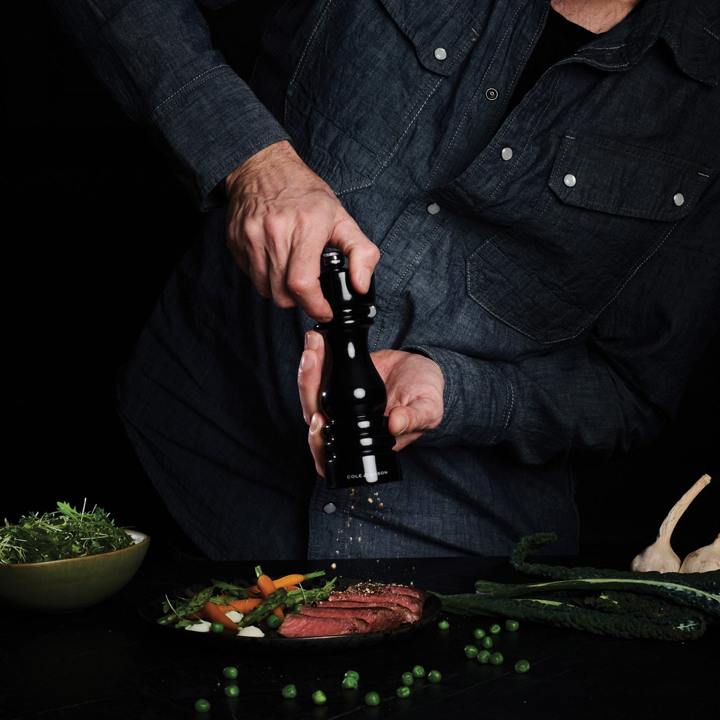 Cole & Mason London Black Gloss Salt & Pepper Mills 7"