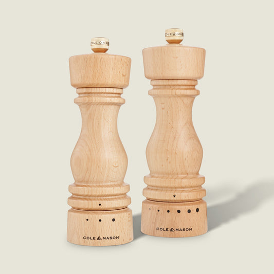 Cole & Mason London Natural Beech Grind Select Salt & Pepper Mills