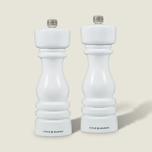 Cole & Mason London White Gloss Salt & Pepper Mills 7"