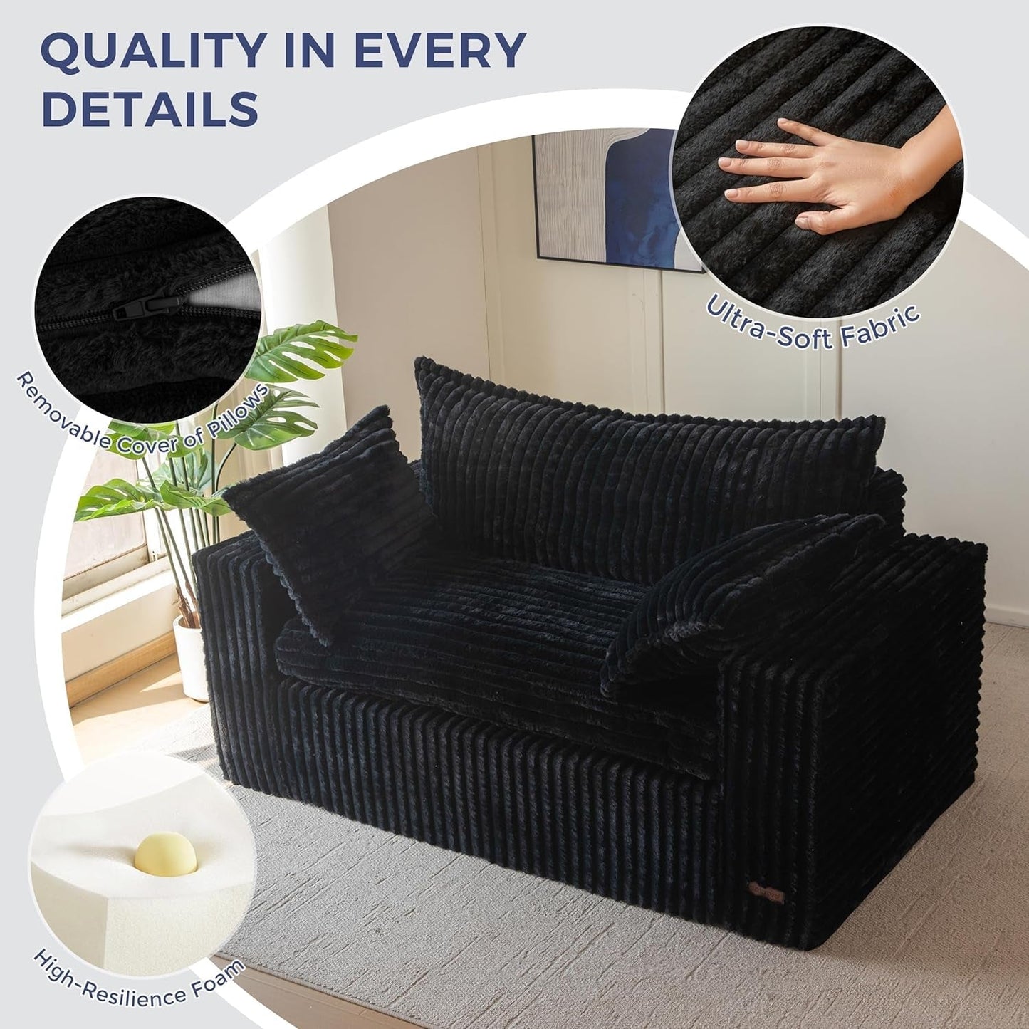 Comfortable Bean Bag Chair with Wide Armrests and Support