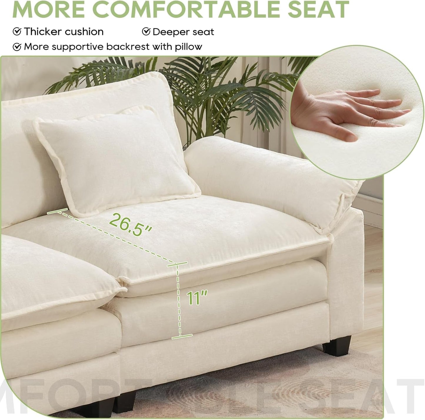 Comfy Cloud Couch Modular Sofa with Ottoman and Pillows