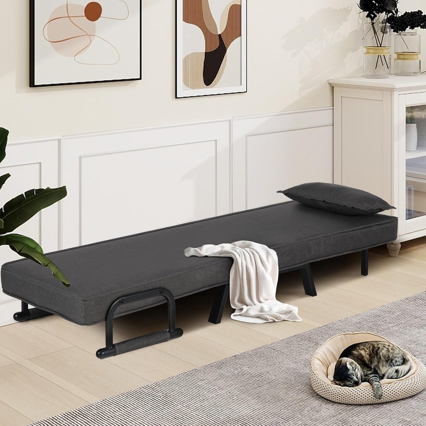 Comfy Convertible Sleep Chair Bed with Adjustable Backrest