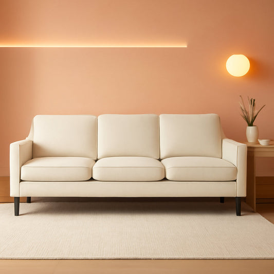 Comfy Mid Century Modern Beige Sofa for Small Spaces