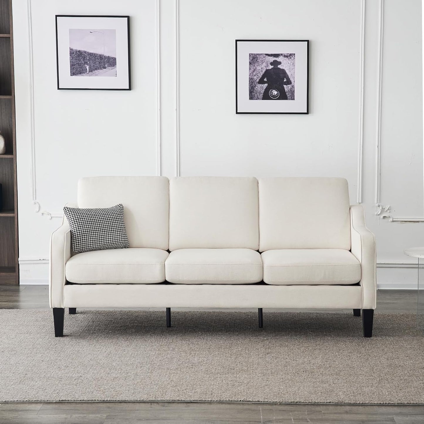 Comfy Mid Century Modern Beige Sofa for Small Spaces