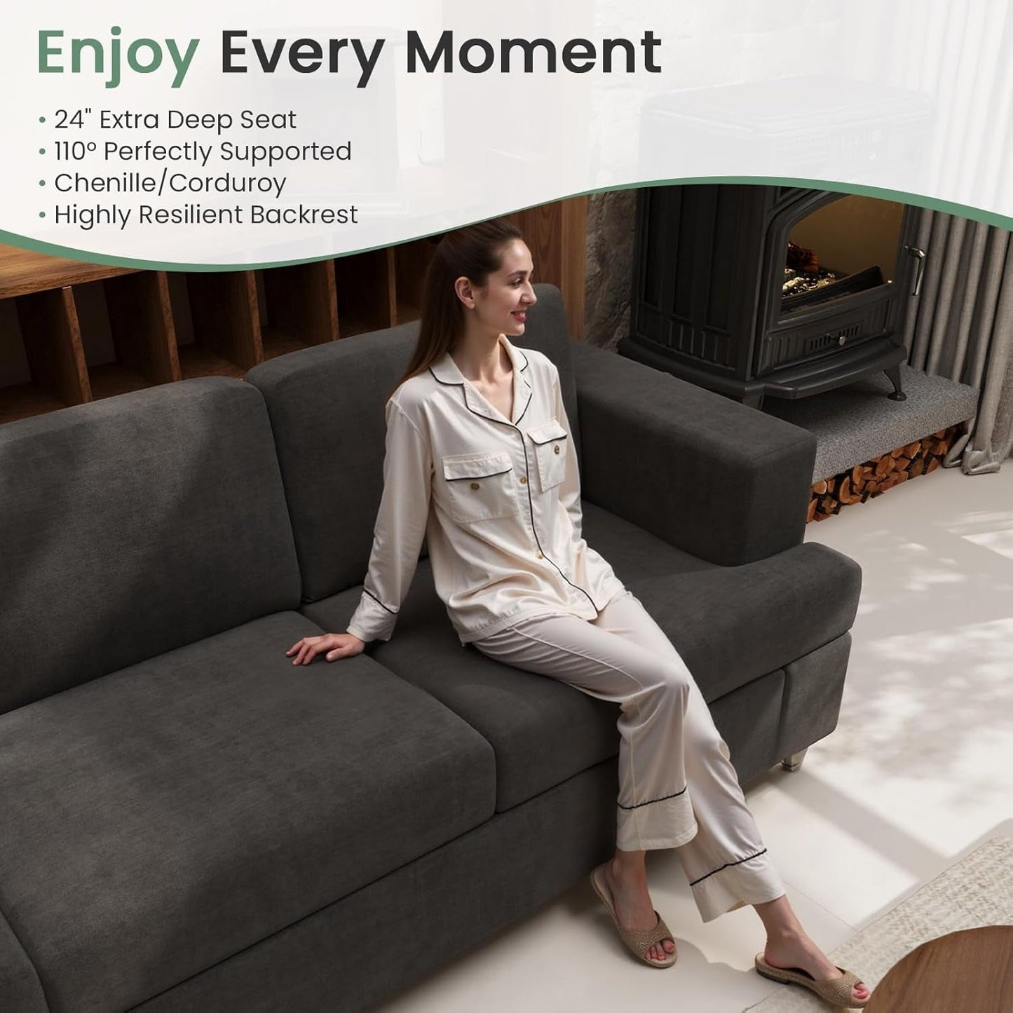 Comfy Modern Sleeper Couch Set for Living Room