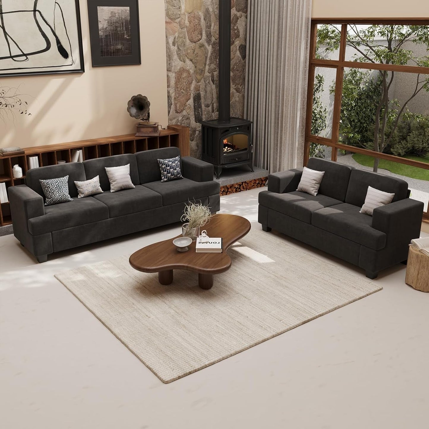 Comfy Modern Sleeper Couch Set for Living Room