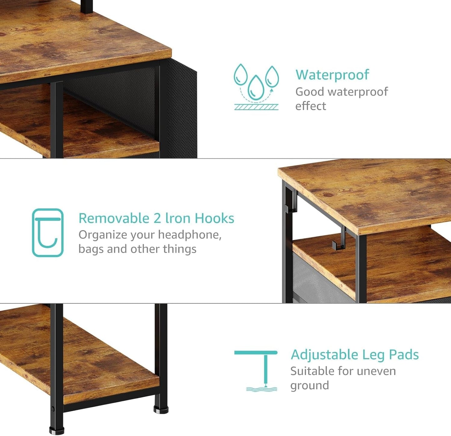 55 Inch Computer Desk With Power Outlets For Home Office