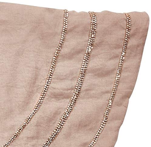 Handmade Concentric Nailhead Circles Linen Christmas Tree Skirt Natural 60" Arcadia Home