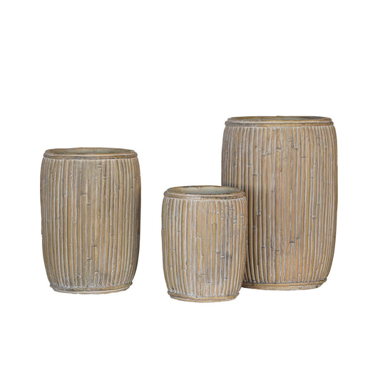 Concrete Faux Rattan Textured Planter | 3 Sizes