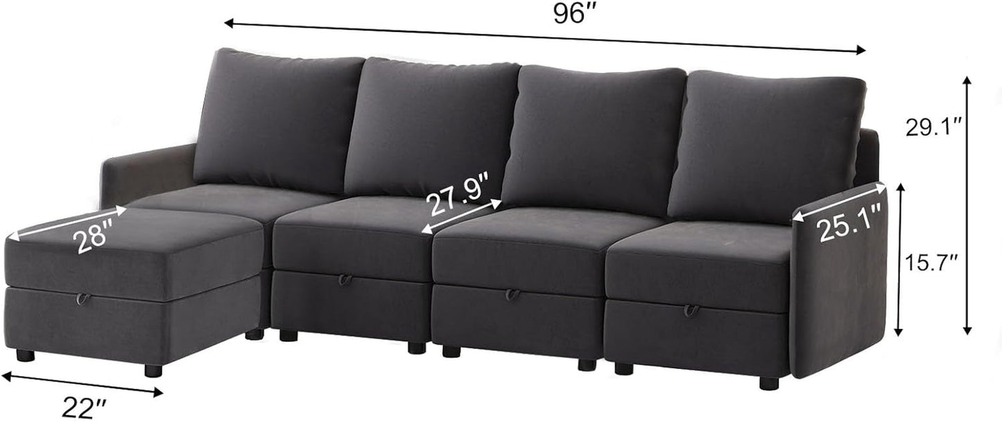 Convertible Modular Sectional Sofa with Memory Foam Comfort