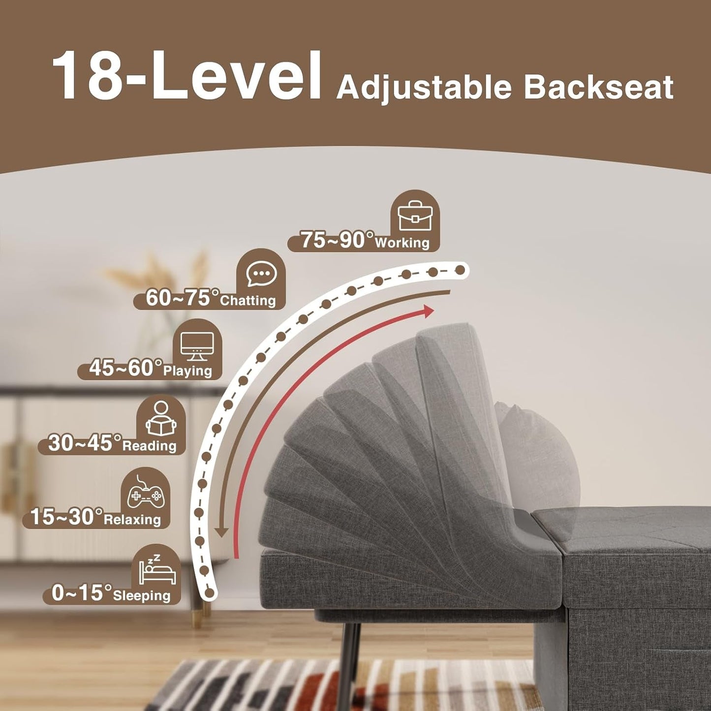 Convertible Sleeper Chair Bed with Adjustable Backrest