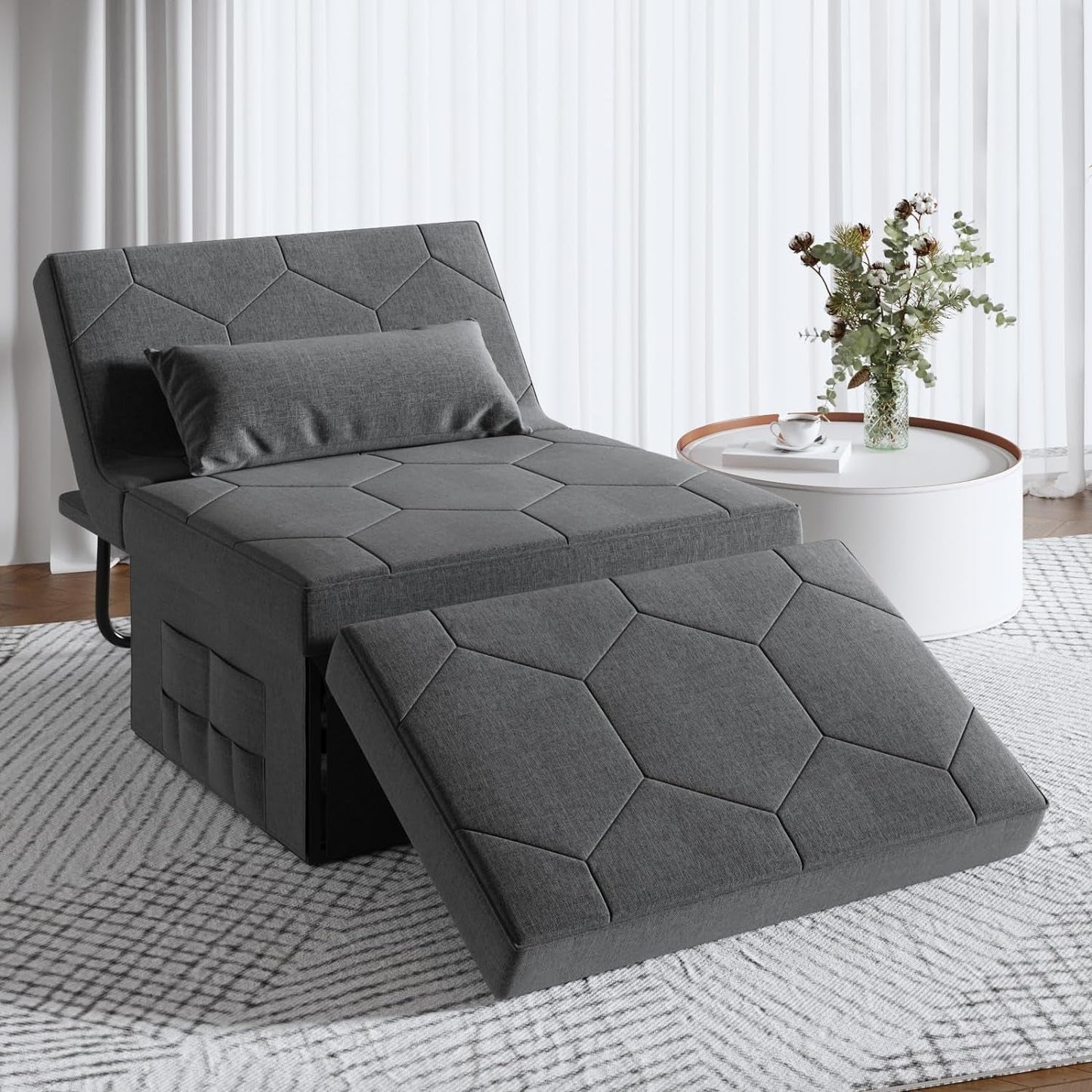 Convertible Sleeper Chair Bed with Adjustable Backrest
