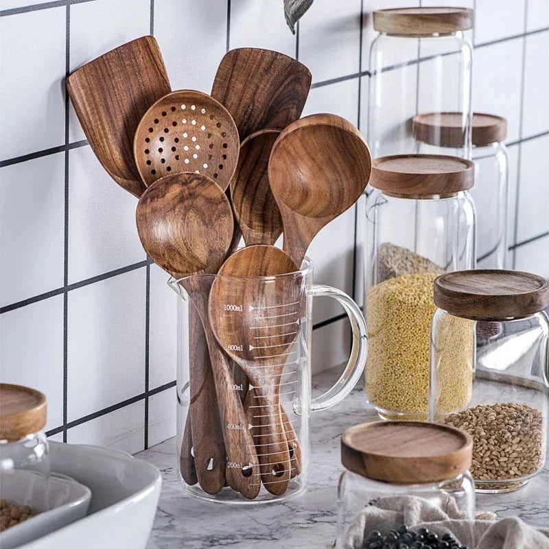 Cooking Spoons - Non-Stick Wooden Teak Set