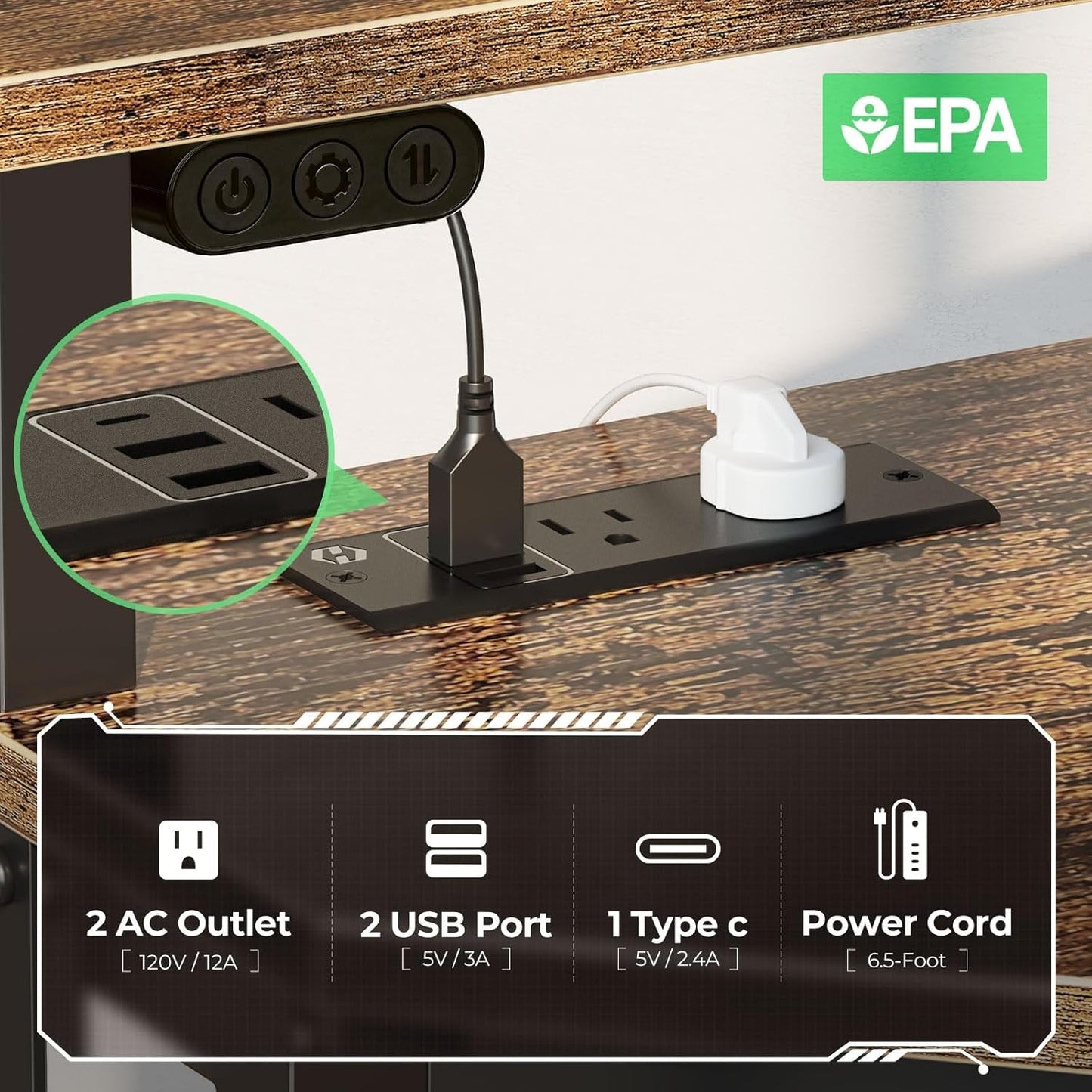 44.5 Inch Wide Corner Desk With Power Outlets Compact