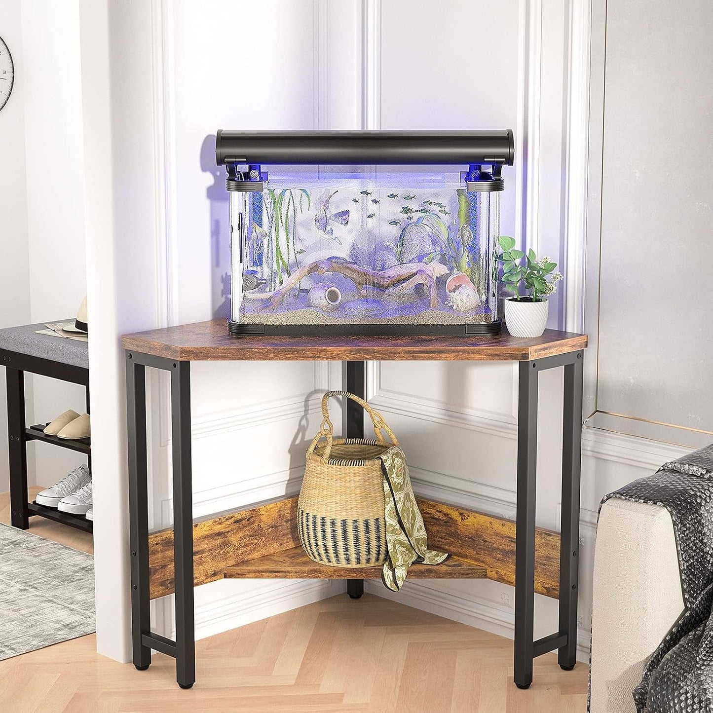 Compact Corner Desk With USB Ports And Power Outlets