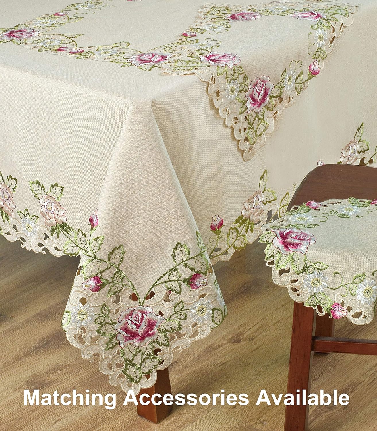 European Embroidered Placemats – Beige Table Mats with Rustic Dining Decor