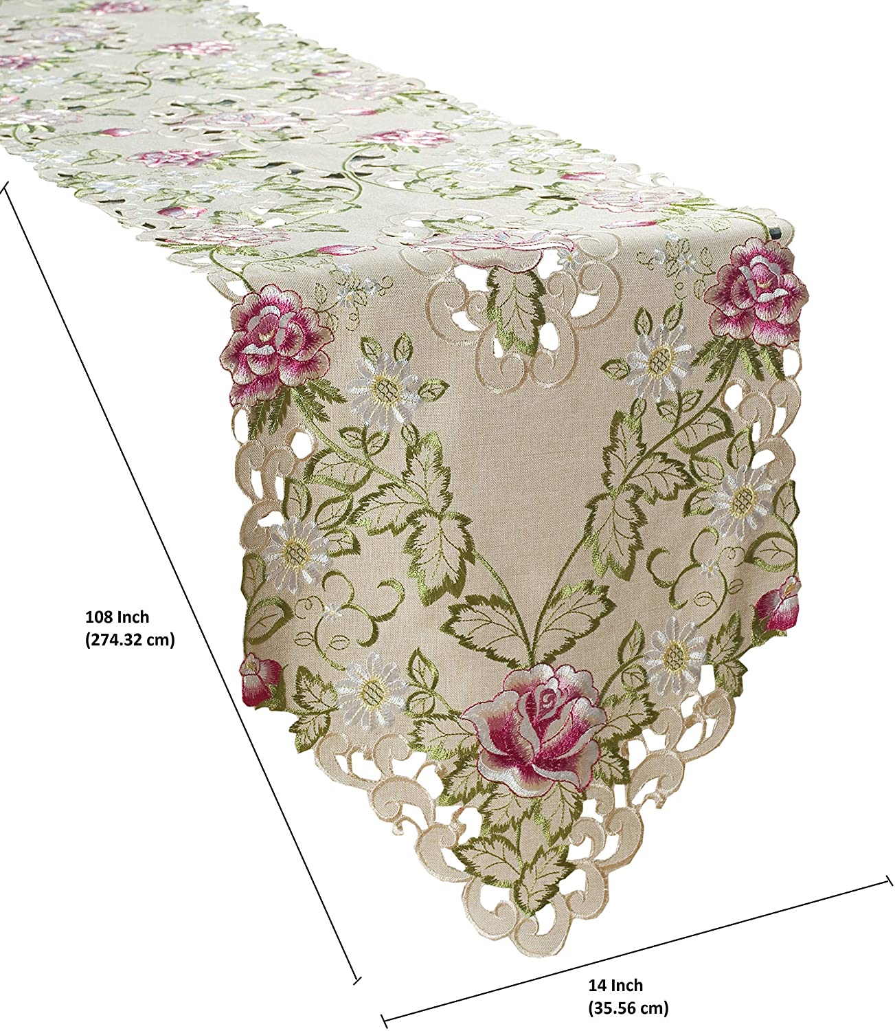 Table Runner Embroidery - Beige European Style Rustic Dining Table Protector