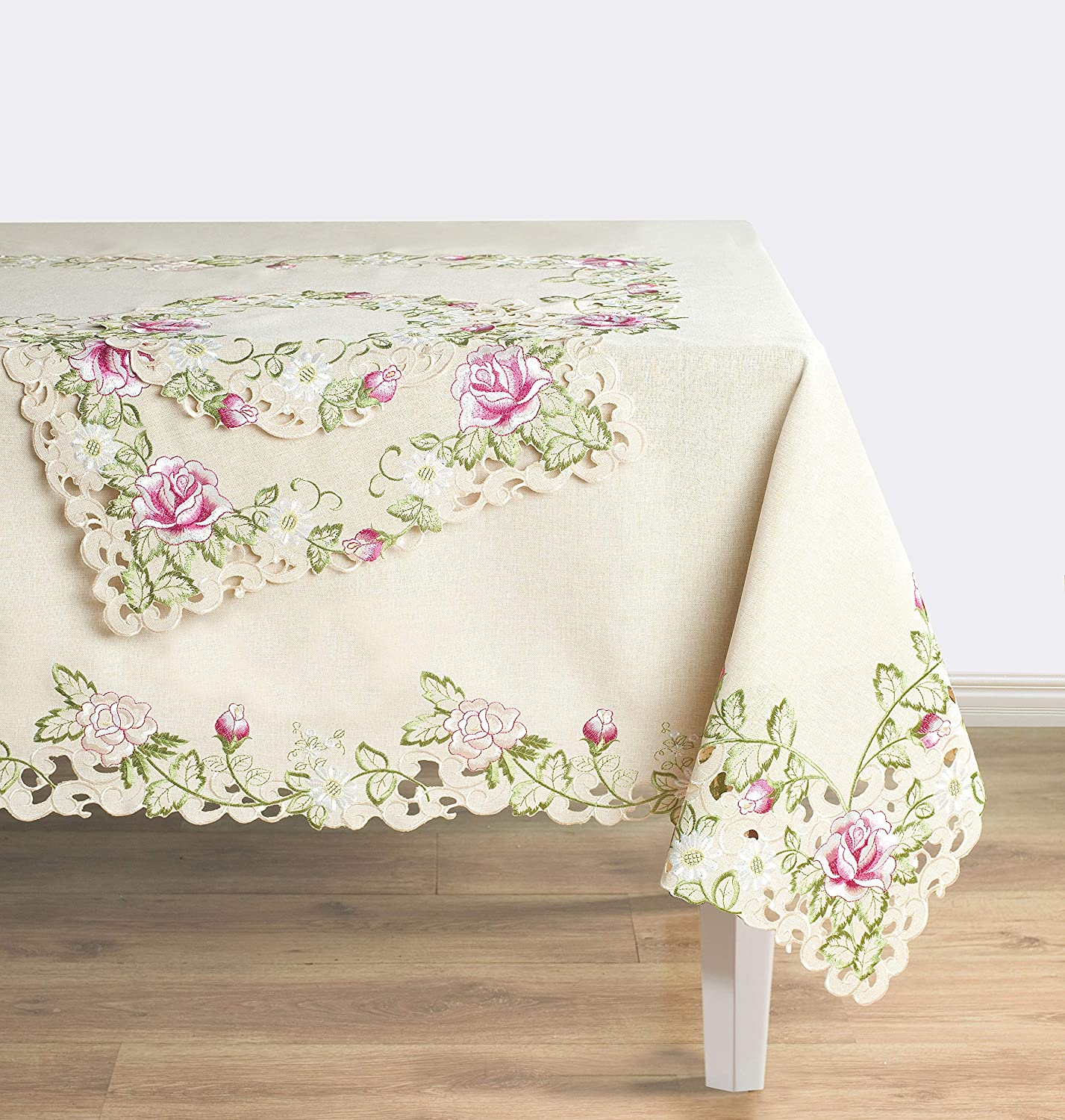 Table Runner Embroidery - Beige European Style Rustic Dining Table Protector