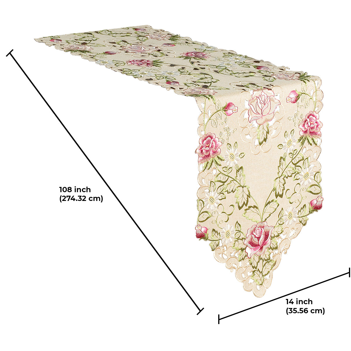 Table Runner Embroidery - Beige European Style Rustic Dining Table Protector
