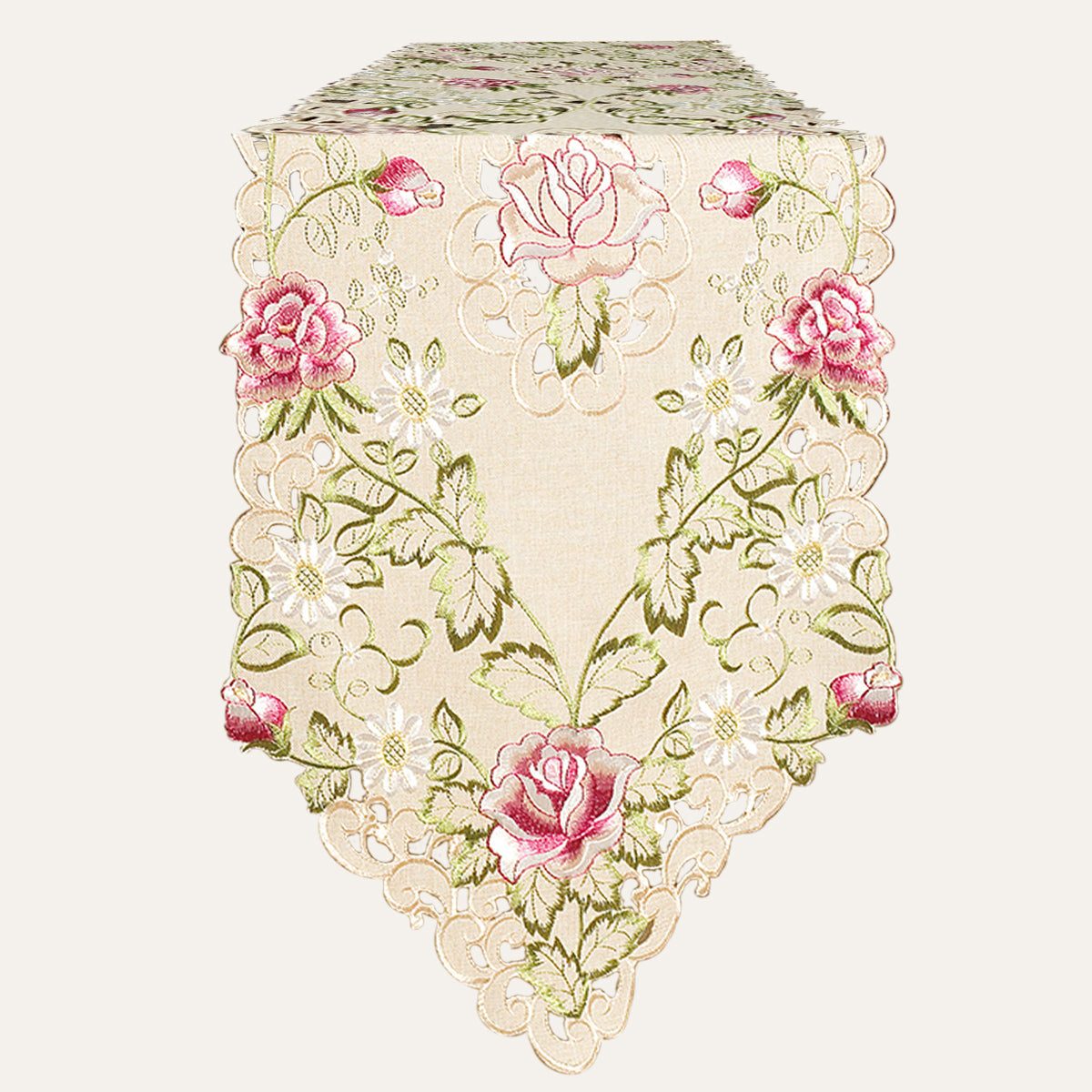 Table Runner Embroidery - Beige European Style Rustic Dining Table Protector
