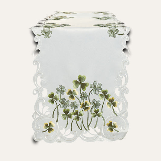 Ivory Table Runner - European Embroidery Rustic Linen Decor for Dining Tables