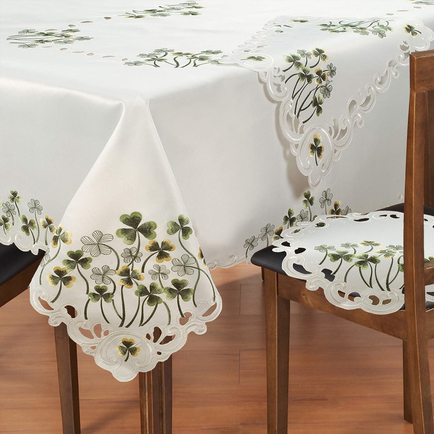 European Embroidered Table Topper – Rustic Vintage Polyester Linen Cover 60x120 Inches