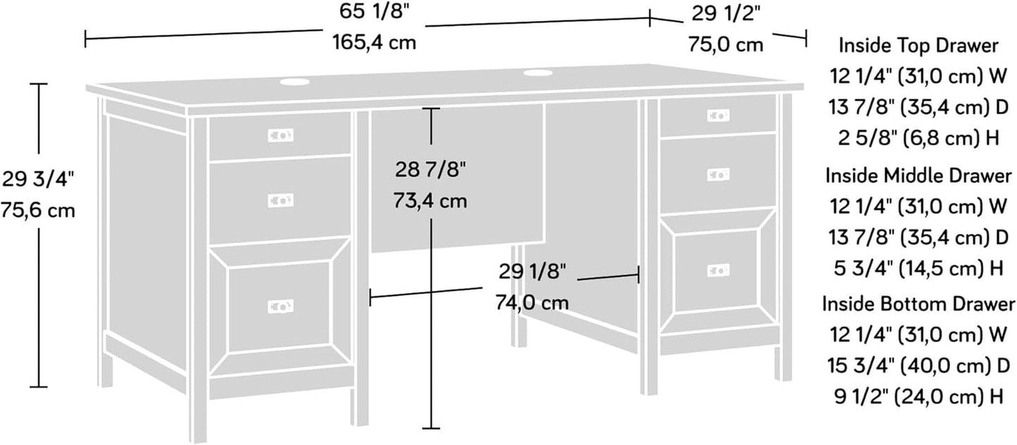 Cottage Style Executive Desk with Spacious White Surface