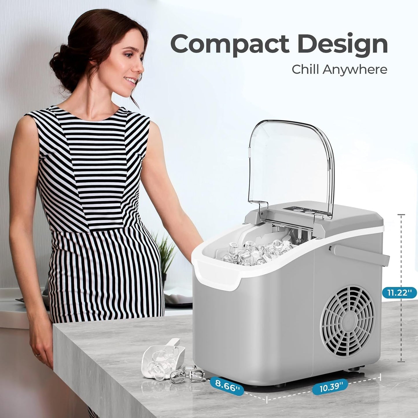 Countertop Ice Maker, 26 lbs/Day ice Production 58012RIM0