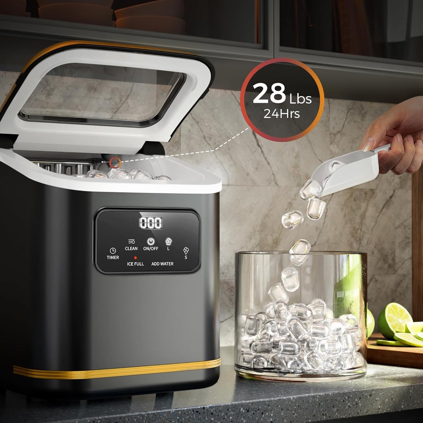Countertop Ice Maker 9 Bullet Ice Cubes in 6 Mins,  Z5812K